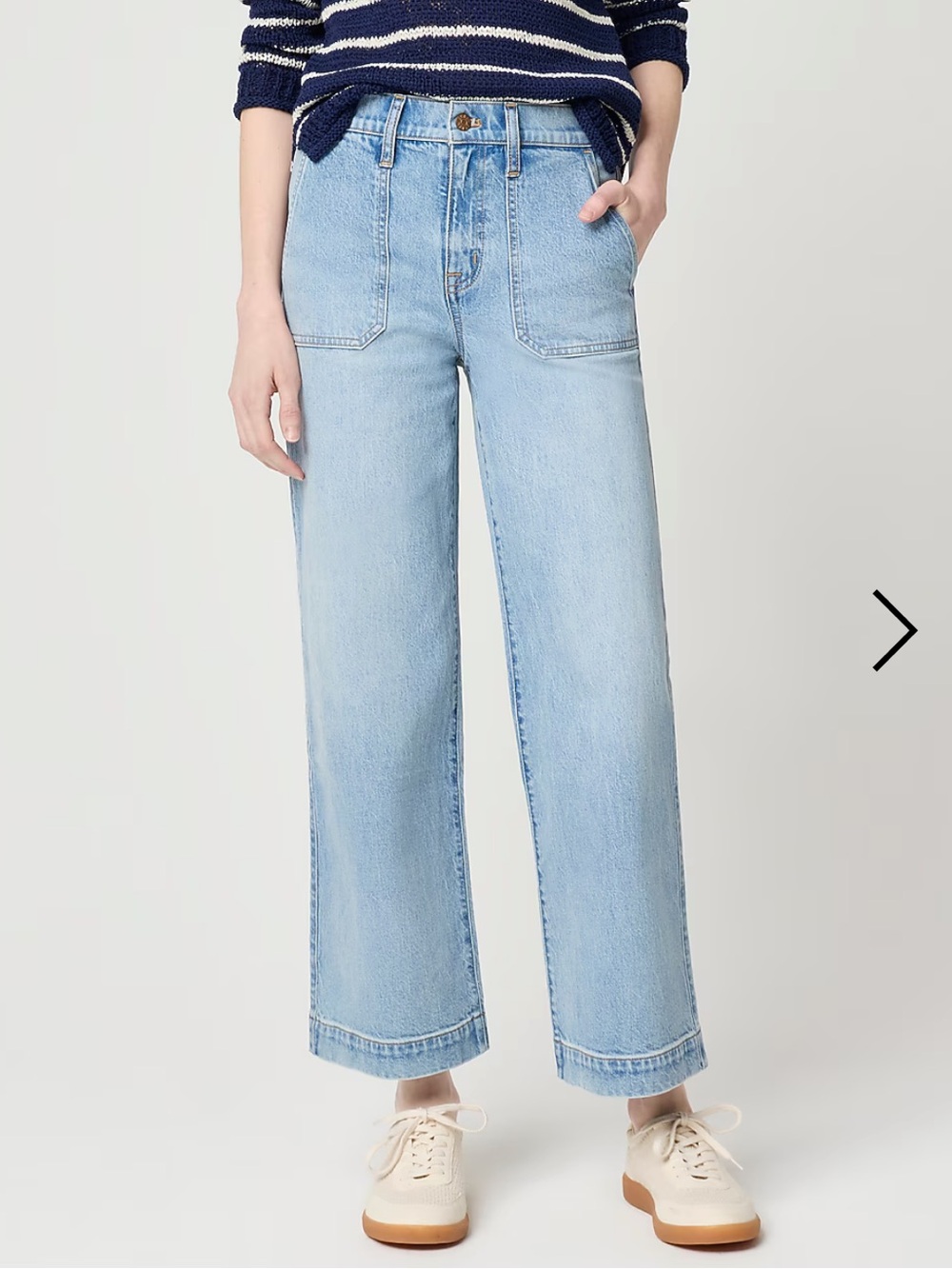 J Crew Wide Leg Cropped Utility Jean in All-day Stretch Vintage Light Blue 30